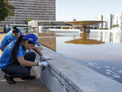 Alunos do RenovaDF trabalham em manutenção da Praça do Buriti