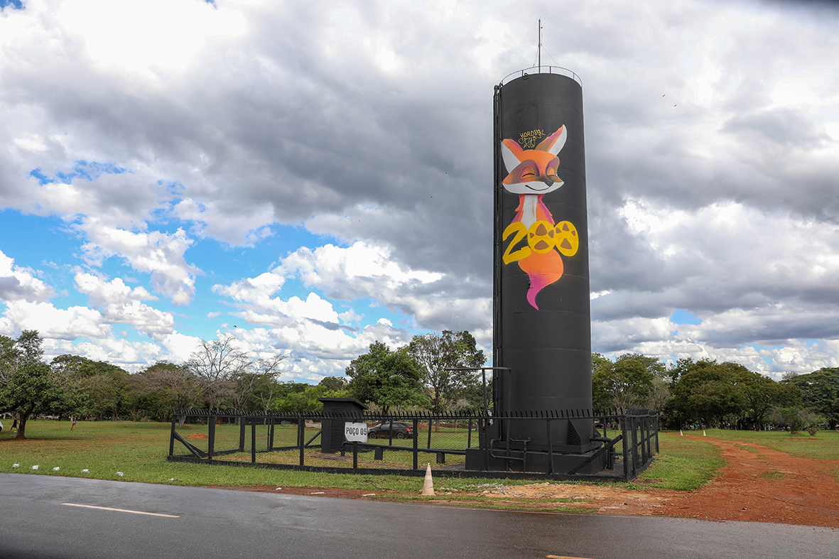 Zoológico homenageia lobo-guará Atena em nova pintura da caixa-d’água