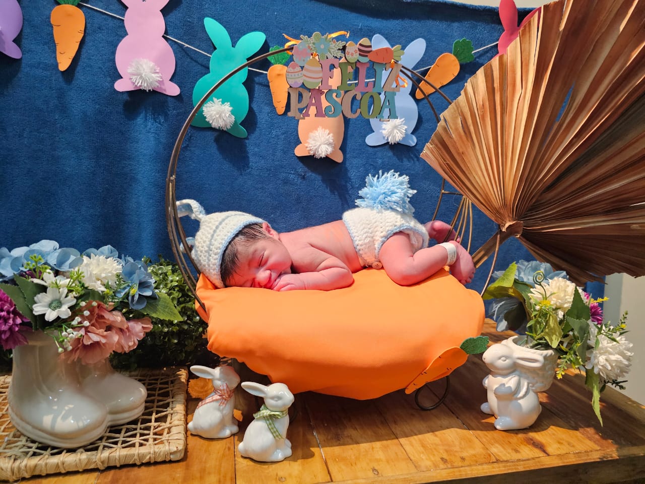Equipe do centro obstétrico do HRSM faz ensaio de Páscoa com recém-nascidos