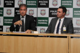 O delegado-chefe da Dema, Ivan Dantas, e o subsecretário de Ordem Pública e Social, coronel da Polícia Militar Cláudio Fernandes Condi.