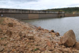 A Barragem do Descoberto nesta segunda-feira (7): nível de água está próximo dos 20%.