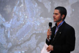 O secretário-adjunto da Casa Civil, Fábio Pereira, apresentou o Plano Orla Livre na Expo do 8º Fórum Mundial da Água. Foto: Gabriel Jabur/Agencia Brasilia