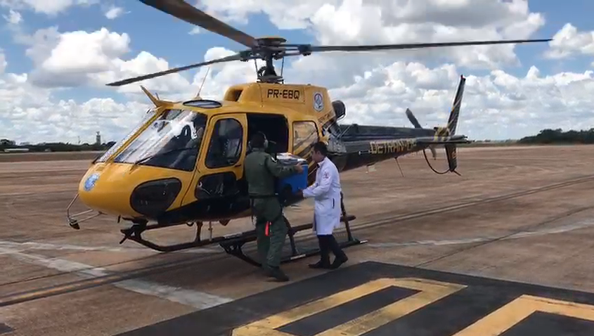 Helicóptero do Detran-DF transporta sexto coração para transplante no ano